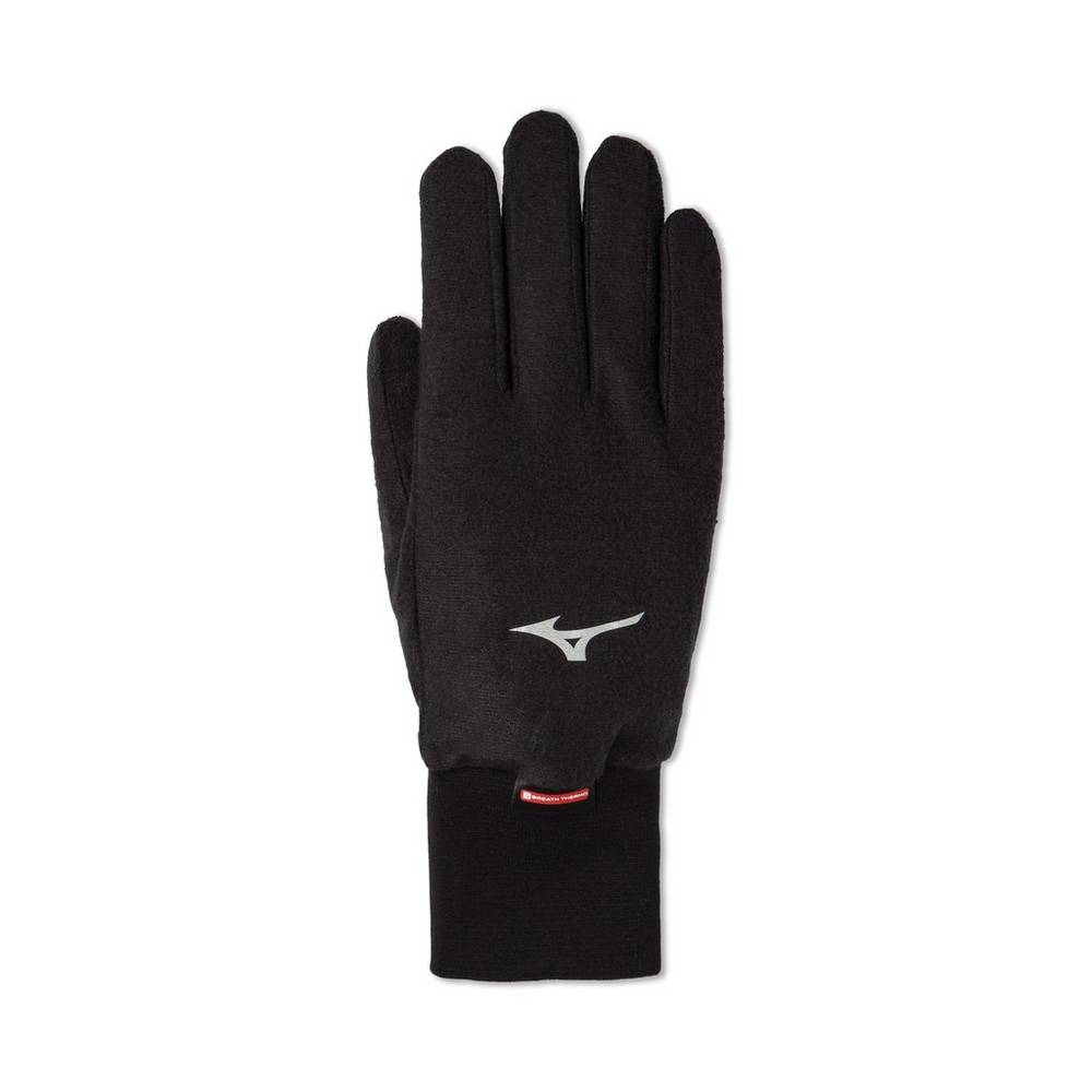 Panske Rukavice Mizuno Breath Thermo® Fleece Čierne Vypredaj ZUQD28516